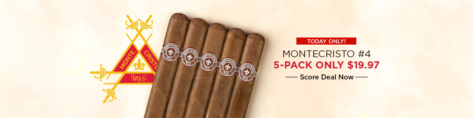 Today only, Montecristo #4 5-Pack just $19.97!
