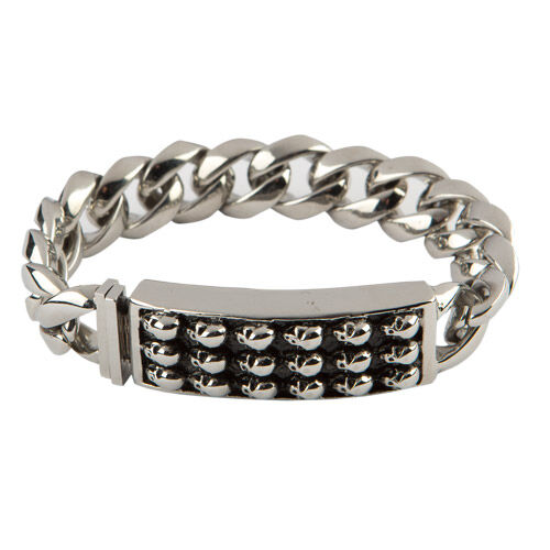 Stainless Skull 8.5 In. Bracelet, , jrcigars