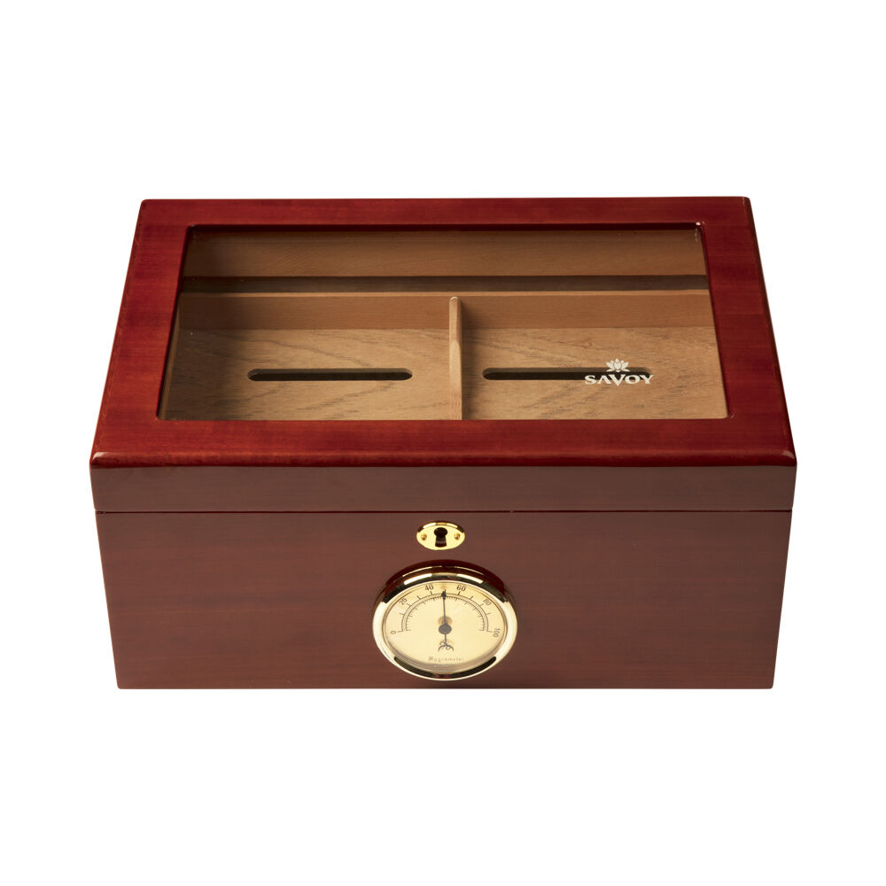 Cigar Humidors Ashton Mahogany Glass Top Humidor Large JR Cigar