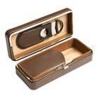 Brown 3 Cigar Case with Cutter, , jrcigars