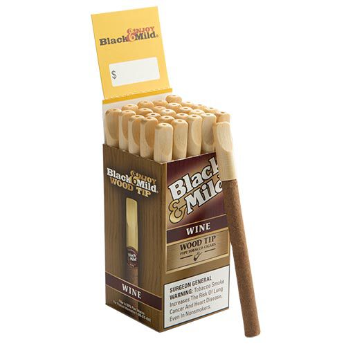 Black & Mild Cigars Wood Tip Wine Box Machine Made Cigars JRCigars