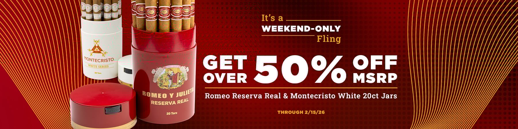 Romeo Reserva Real & Montecristo White 20ct Jars - up to 50% off MSRP