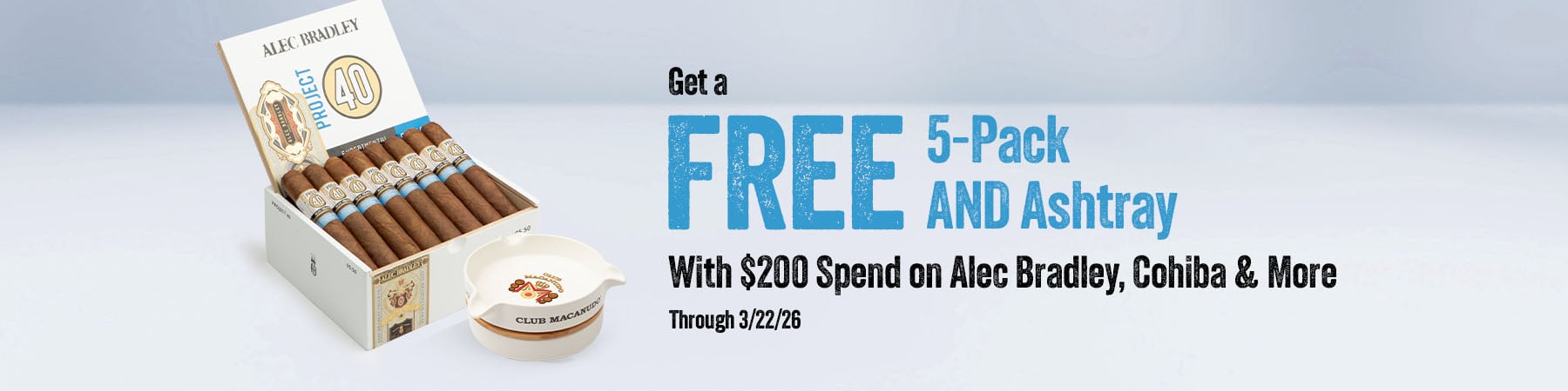 Spend $200 on GCC - receive a free 5-pack + ashtray