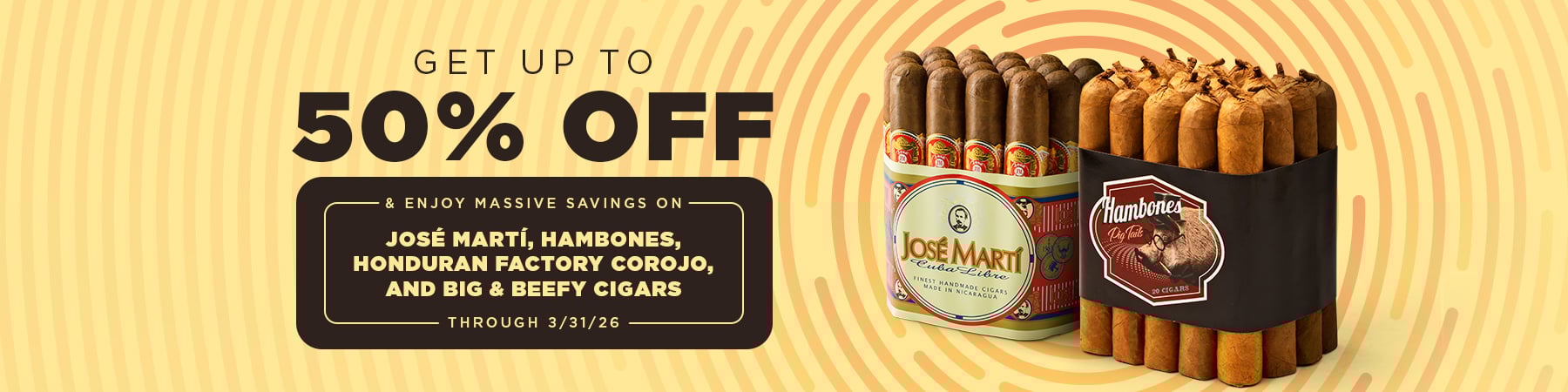 Jose Marti, Hambones, Honduran Factory Corojo, Big & Beefy - Up to 50% off