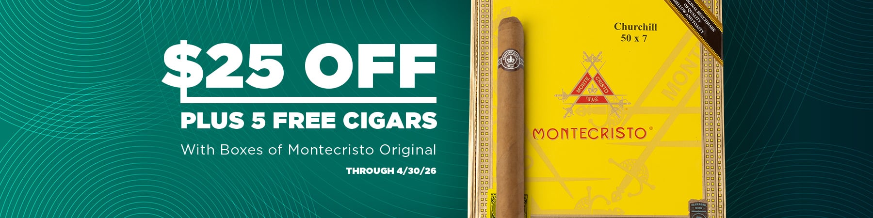 Montecristo Original - $25 off + 5 free