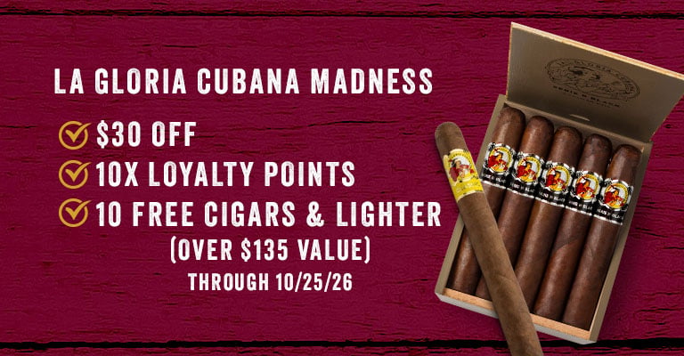 Get $30 off + 10 free cigars & lighter + 10x loyalty points
