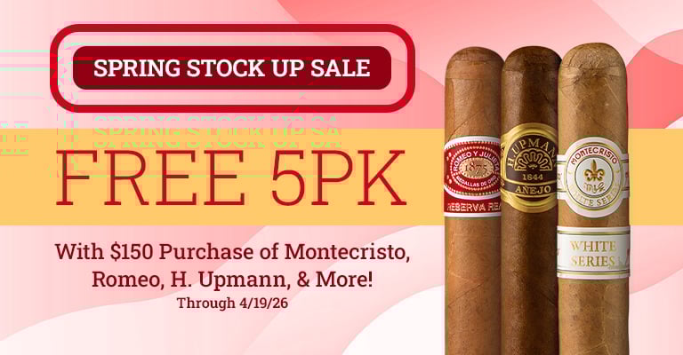 Spend $150 on Montecristo, Romeo y Julieta, H. Upmann & More, receive a free 5-pack