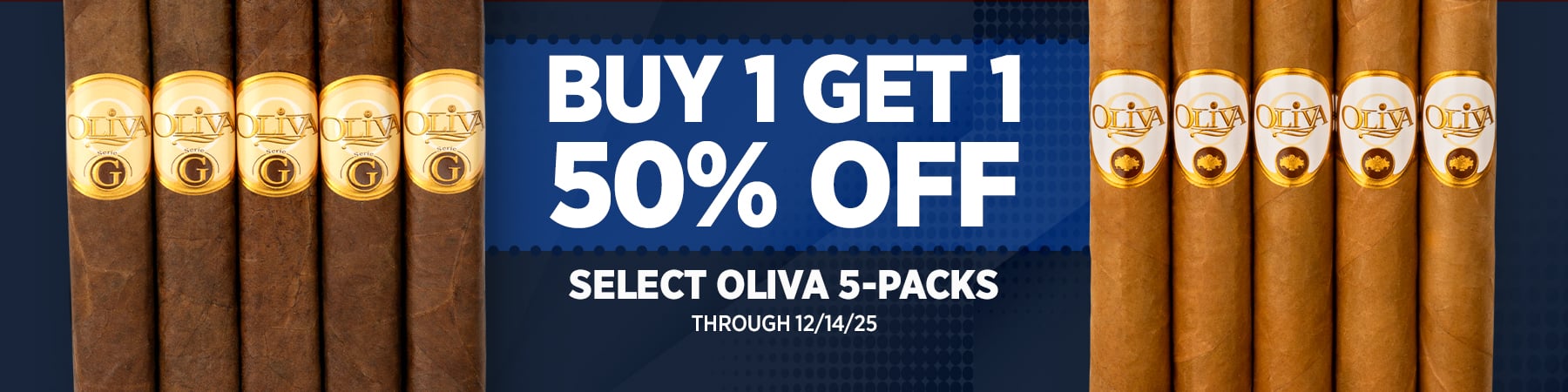 Buy 1 get 1 50% off on select Oliva 5-packs