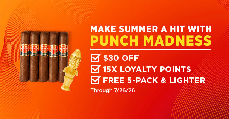 $30 off + 5 free cigars & lighter + 15x Loyalty Points Punch purchases