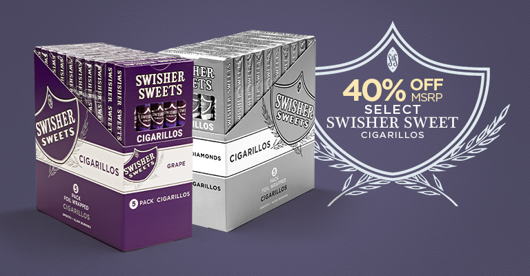 40% Off MSRP on select swisher sweet cigarillos