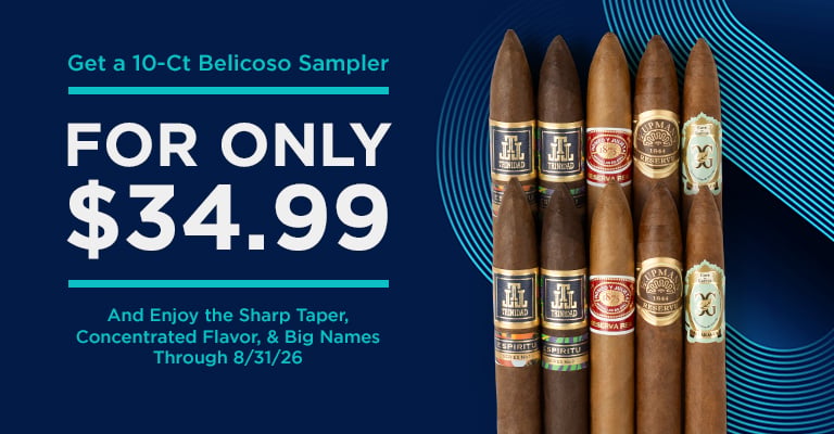 Get a 10ct Belicoso Sampler for only $34.99