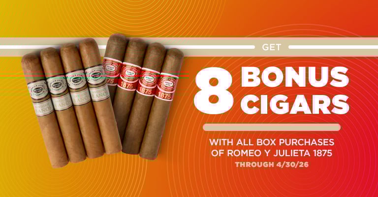 Get 8 free RyJ cigars with the purchase of Romeo 1875 cigars