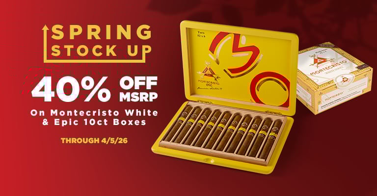 Get 40% Off MSRP on Montecristo White & Epic 10ct boxes