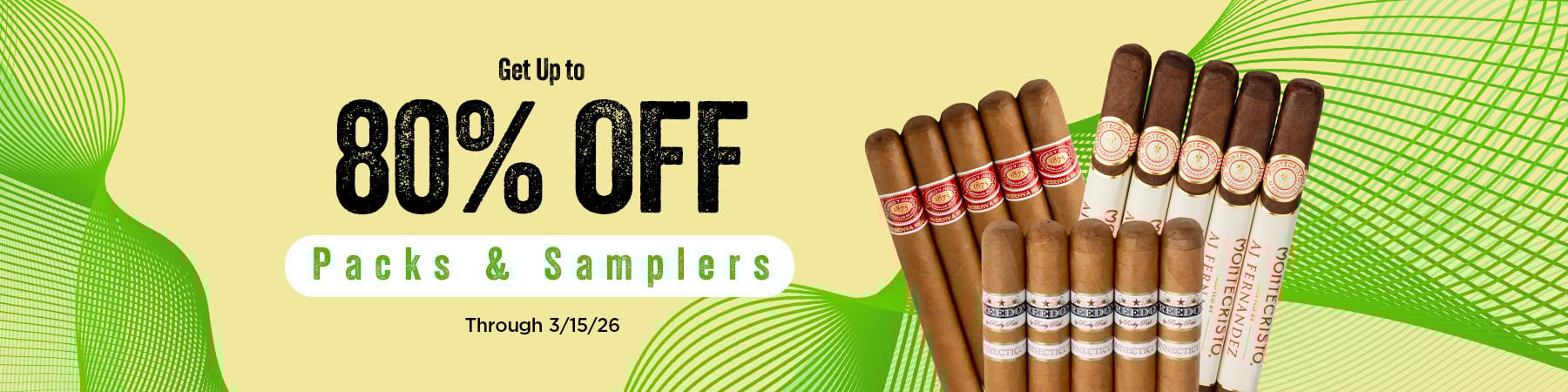 Get up to 80% off Packs and Samplers