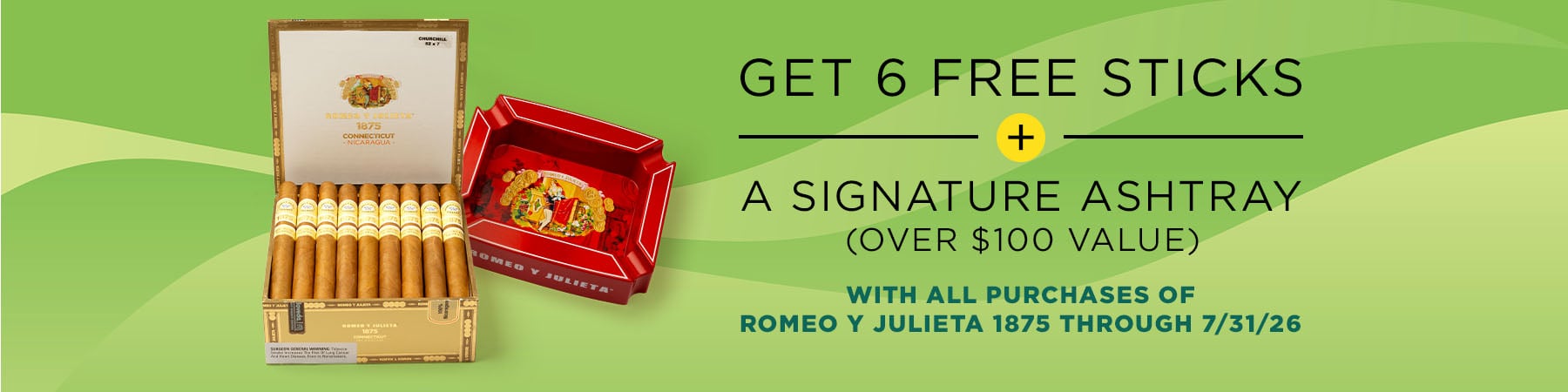 Get 6 Cigars + Ashtray Free
