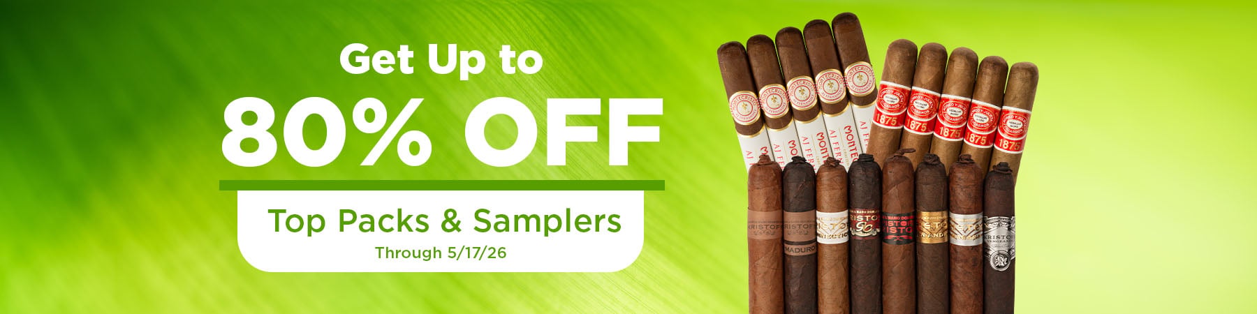 Get up to 80% off Packs and Samplers