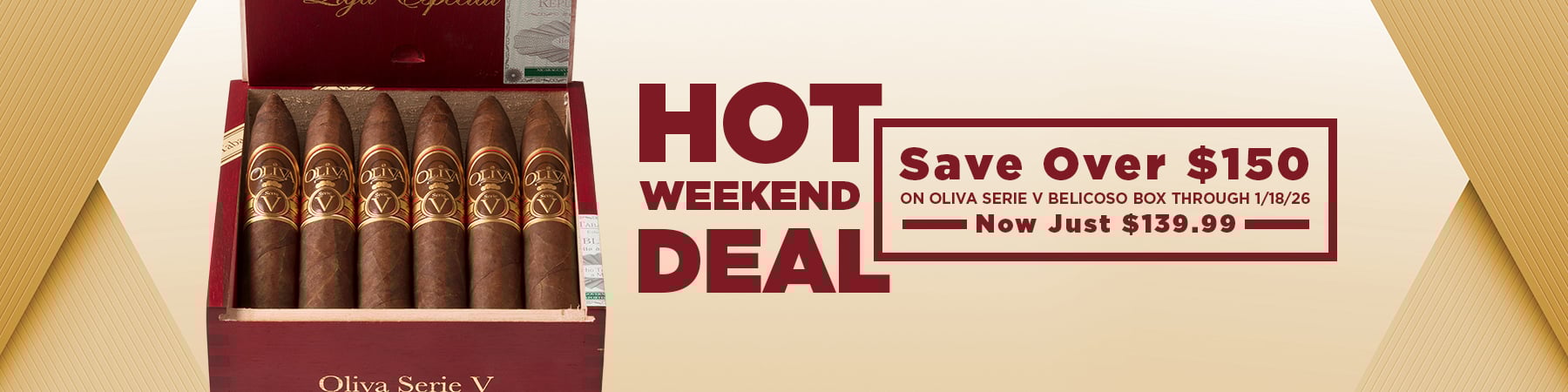 Get an Oliva Serie V Belicoso box of 24 only $139.99