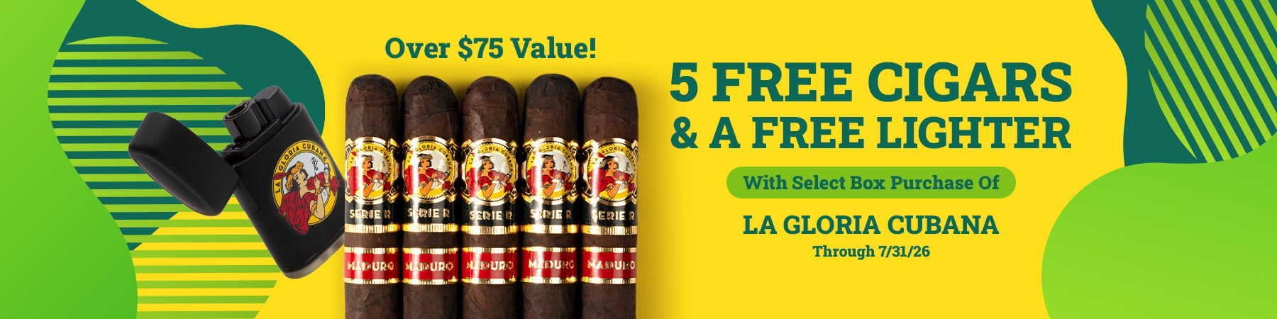 Get 5 cigars and a lighter for free with La Gloria Cubana purchases