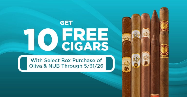Get 10 cigars for free with select oliva purchases