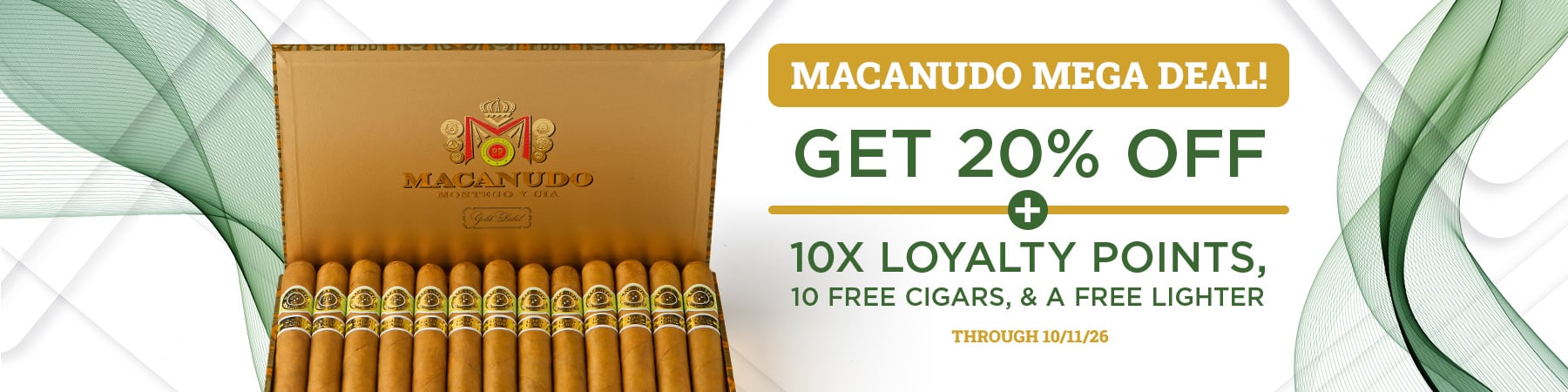 Get 20% off + 10 Cigars + Lighter & Loyalty